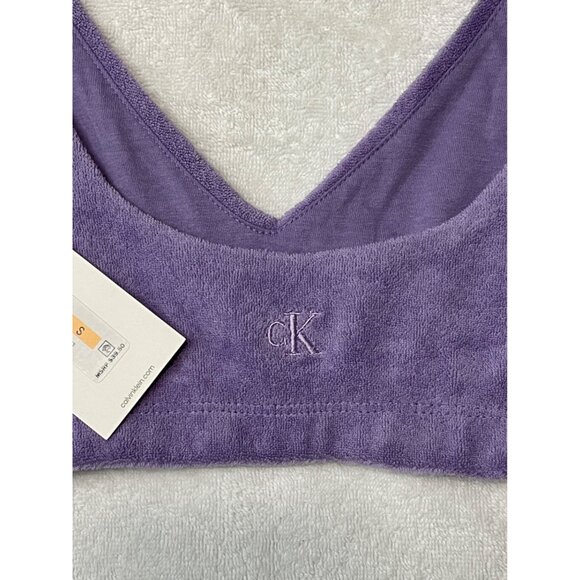 Calvin Klein Jeans V-Neck Bralette - Chalk Violet, Size S, New - Picture 5 of 8